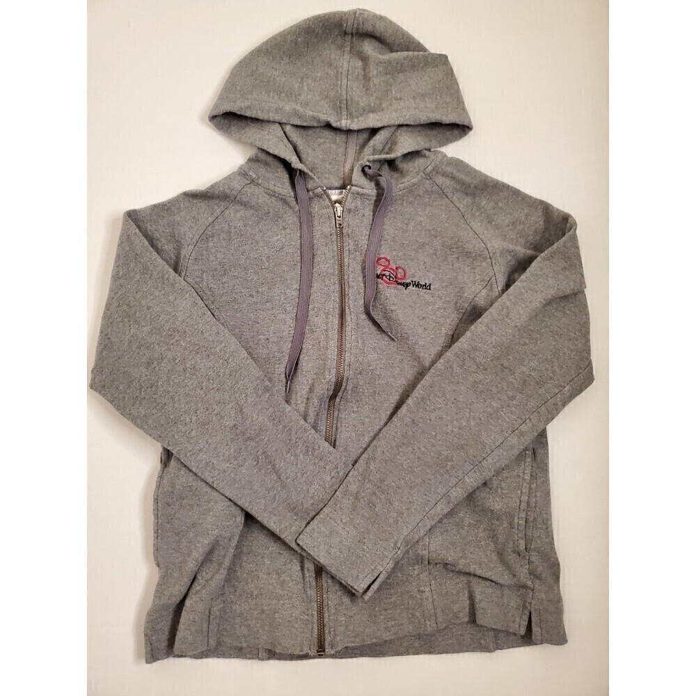 WALT Disney World Girls S Gray Hoodie Mickey Mouse Top Full Zip Excellent